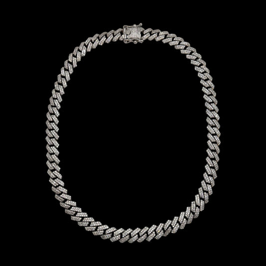 925 9MM Silver & Moissanite Monaco Chain