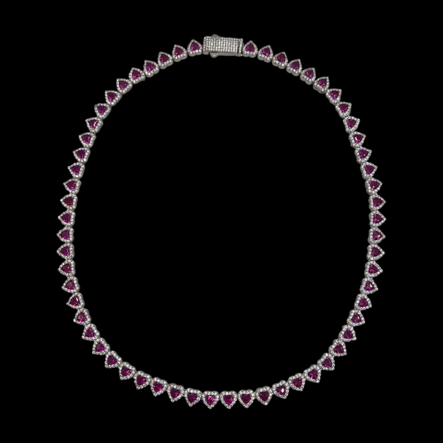 925 7MM Silver CZ Heart Chain