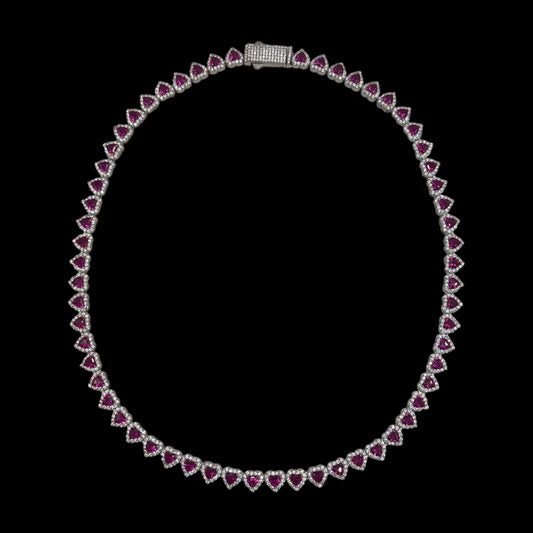 925 7MM Silver CZ Heart Chain