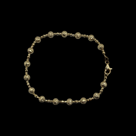14k 5MM Diamond Cut Beaded Necklace & Bracelet