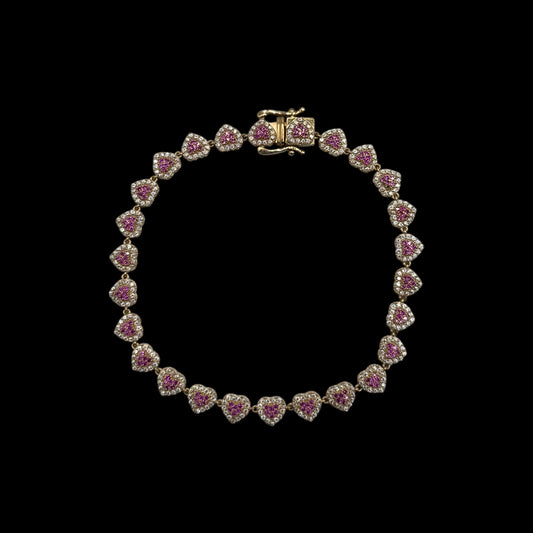 14k 6MM CZ Heart Necklace & Bracelet