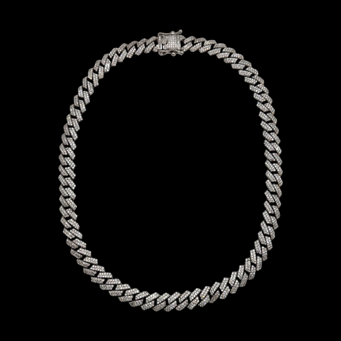 925 9MM Silver & Moissanite Monaco Chain