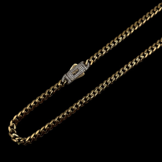 14k 5MM Plain Cuban Chain With CZ Lock