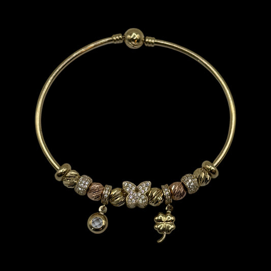 14k Gold Charm Bangle